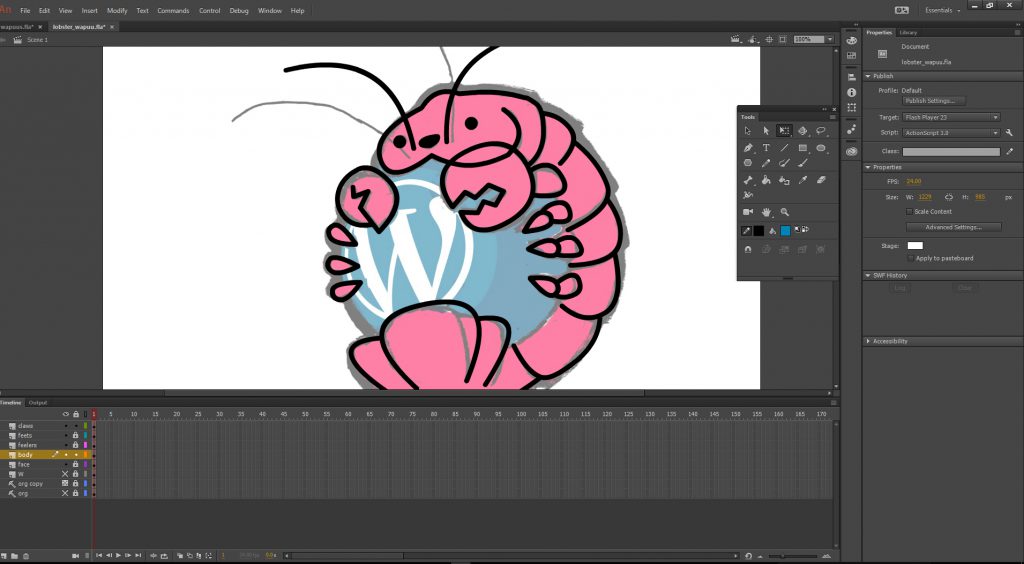 WordCamp Halifax Lobster Wapuu Animate WIP